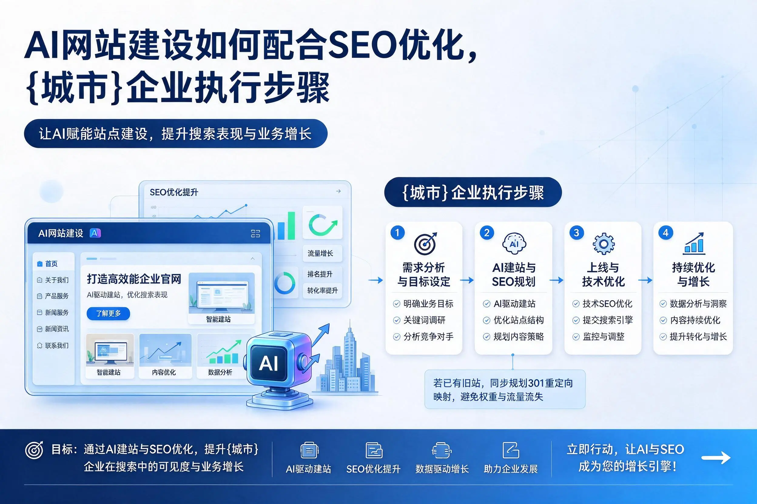 AI网站建设如何配合SEO优化,百色企业执行步骤
