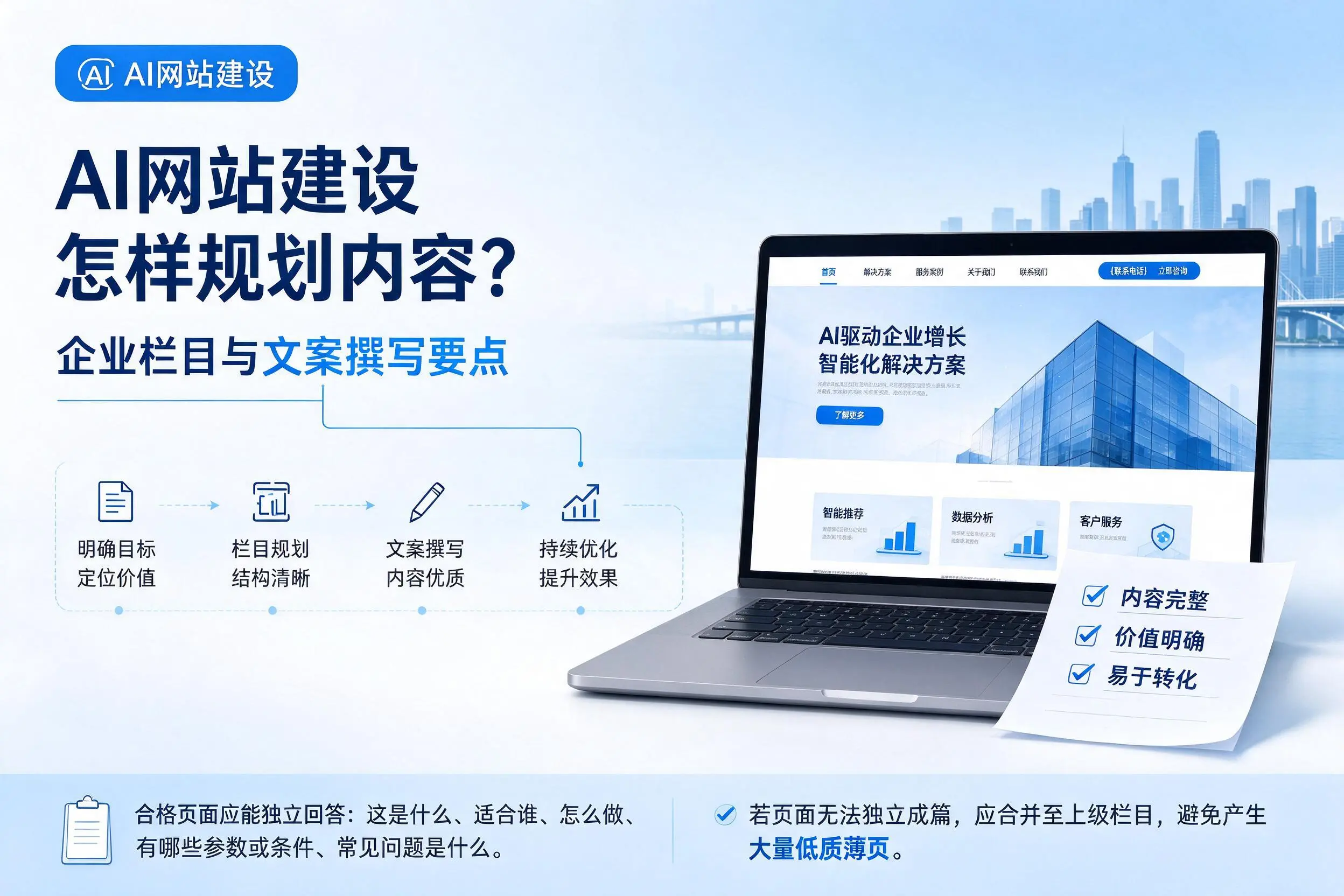 AI网站建设怎样规划内容?百色企业栏目与文案撰写要点