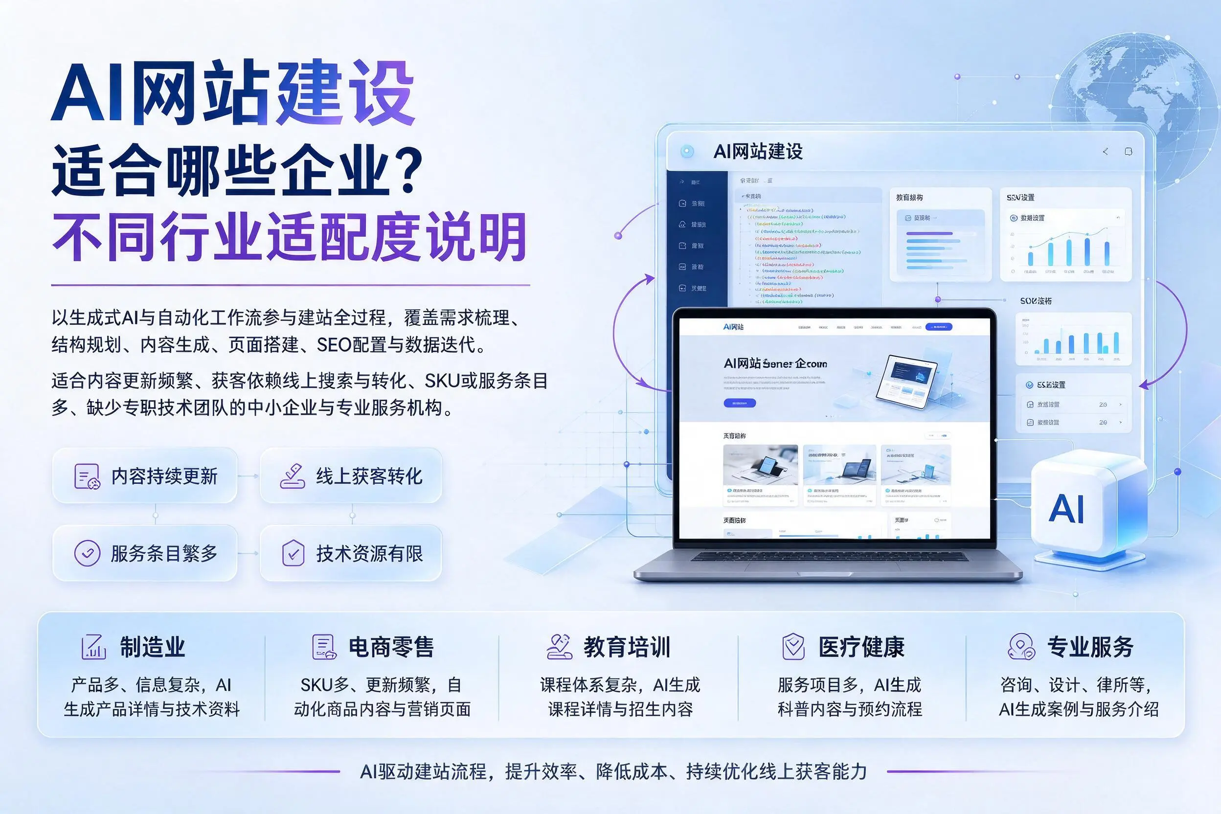 AI网站建设适合哪些企业？百色不同行业适配度说明